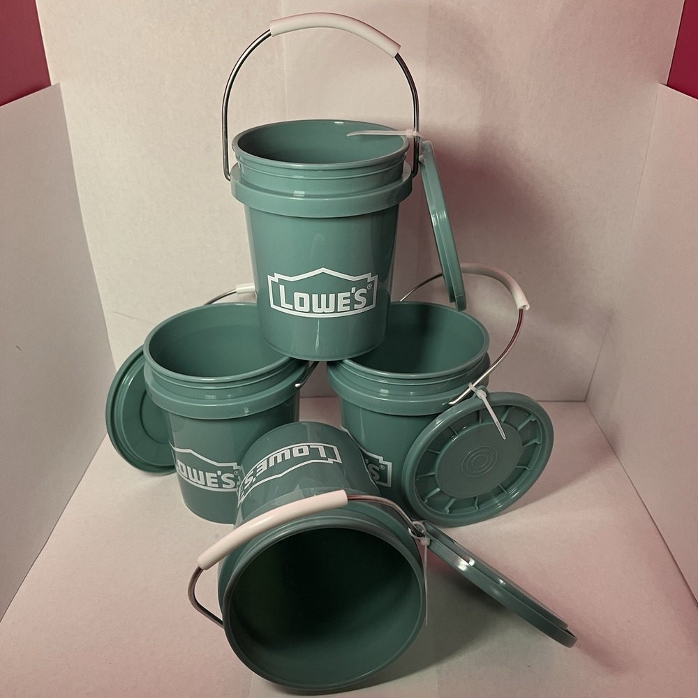 Lowe's TEAL 0.5-Quart BPA-Free Mini Paint Buckets With Lids Easter Set/4